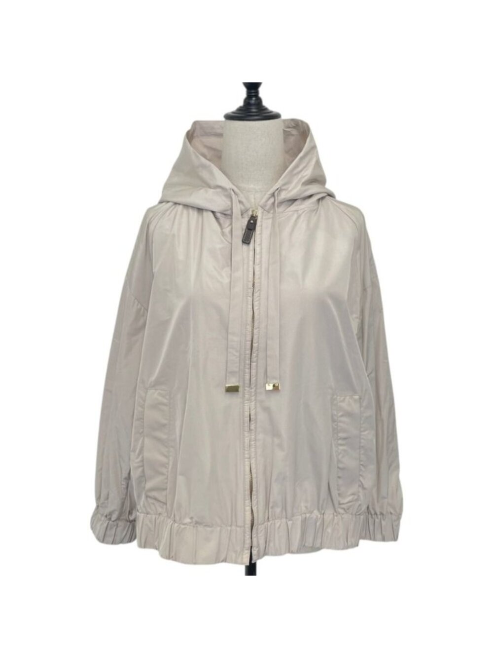 Max Mara 'S Smmcammeo Short Taffeta Jacket Rain Hoodie 36 Beige - Picture 1 of 12